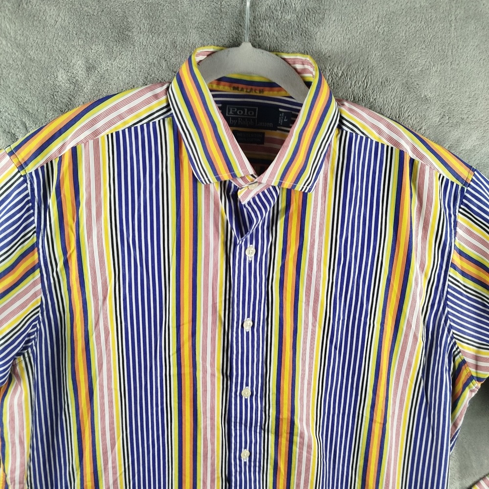 Vintage POLO by RALPH LAUREN Striped Button Up Westerton 100% Cotton Men's L